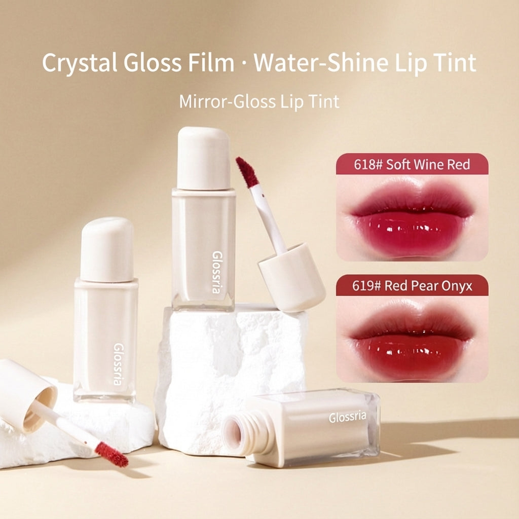 Glossria Mirror-Gloss Lip Tint – Hydrating Crystal Shine, Long-Lasting & Non-Sticky