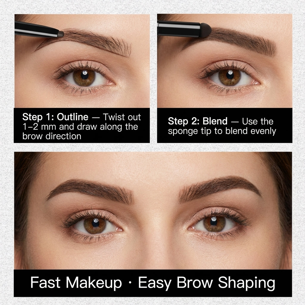 Glossria Dual-Ended Brow Pencil — Waterproof, Sweat-Resistant, Long-Lasting Define & Fill Brow Tool
