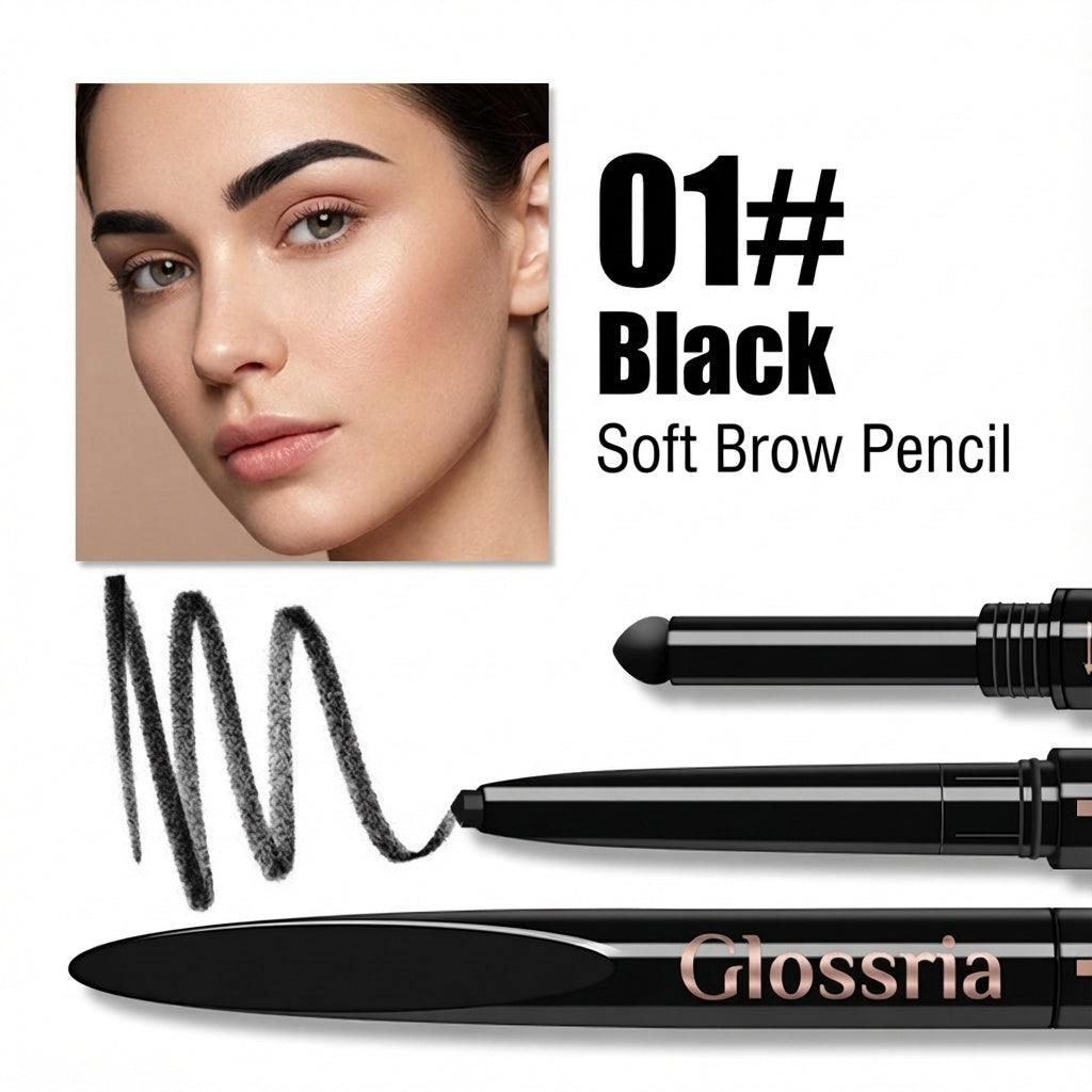 Glossria Dual-Ended Brow Pencil — Waterproof, Sweat-Resistant, Long-Lasting Define & Fill Brow Tool