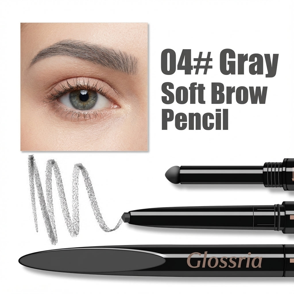 Glossria Dual-Ended Brow Pencil — Waterproof, Sweat-Resistant, Long-Lasting Define & Fill Brow Tool