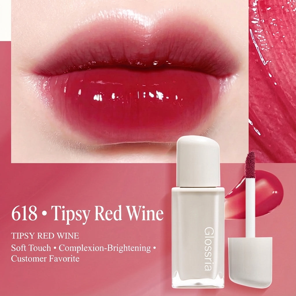 Glossria Mirror-Gloss Lip Tint – Hydrating Crystal Shine, Long-Lasting & Non-Sticky